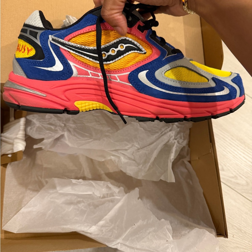 Saucony x Jae Tips Jazz 9 Sneakers - Blue/Yellow/Orange/Pink - Picture 4 of 11